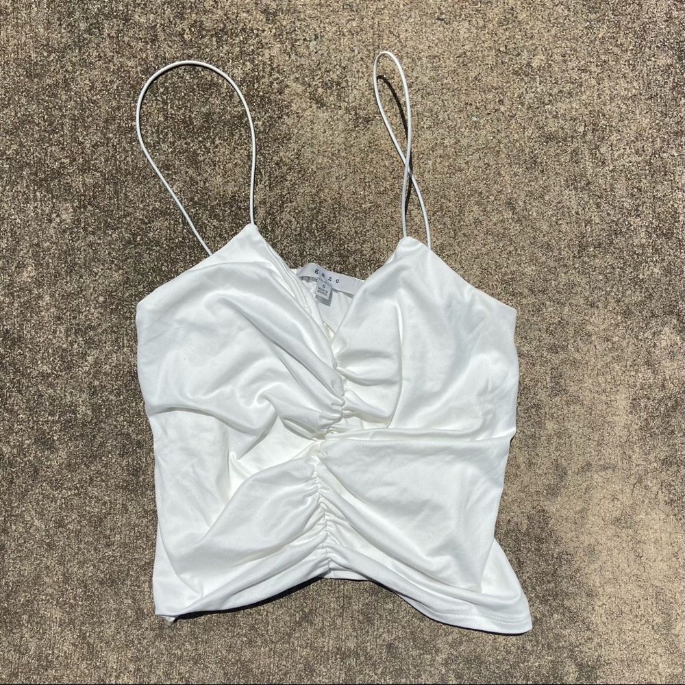 Gaze White Ruched Tank